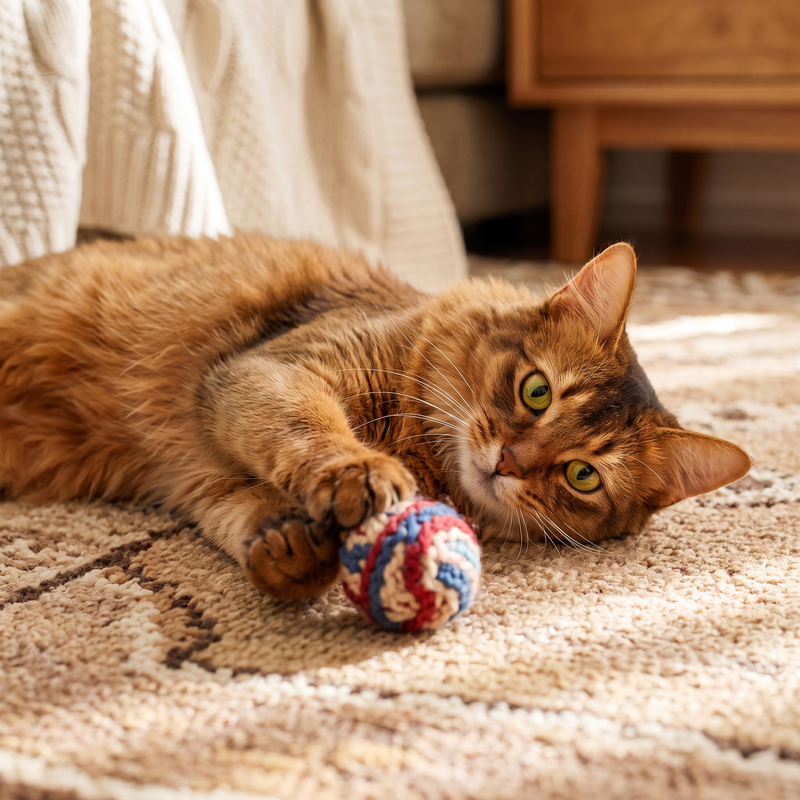 Cat playing with a ball