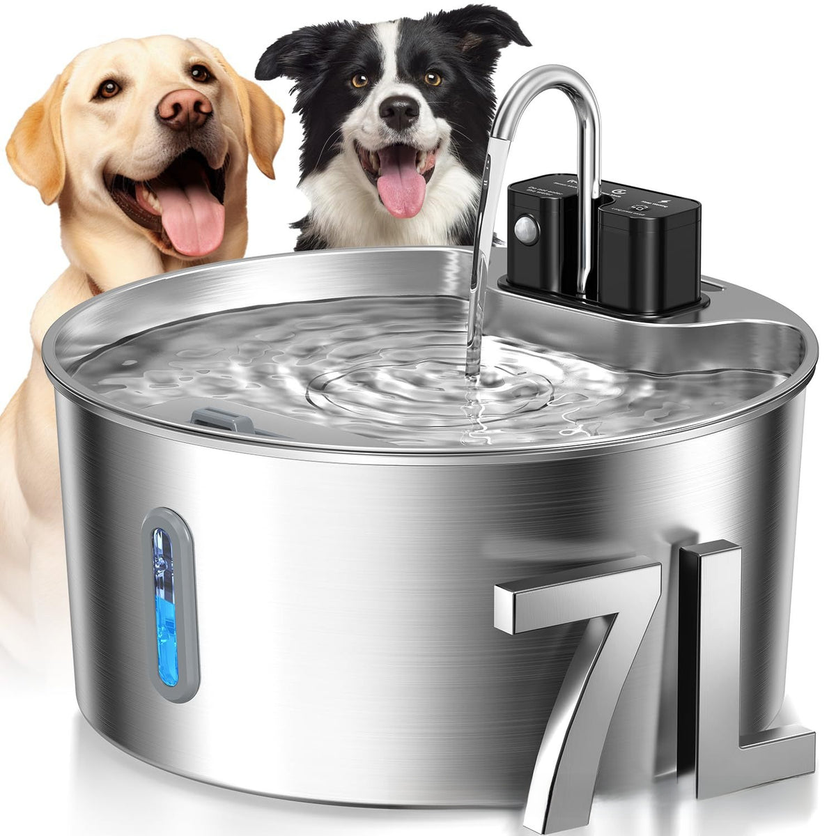 Cordless Sensor Pet Water Fountain, Stainless Steel
