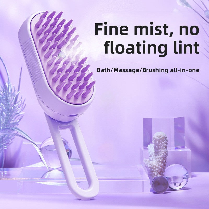 Pet Steam Spray Grooming Comb for Cats & Dogs, Purple