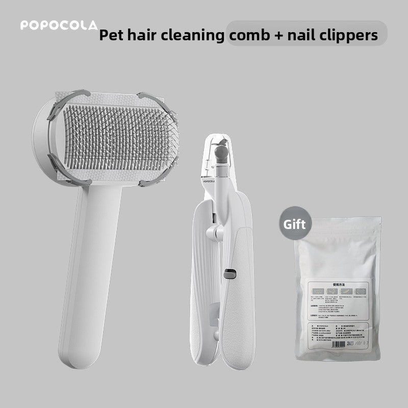 Self-Cleaning Deshedding Brush for Cats & Dogs, Gray