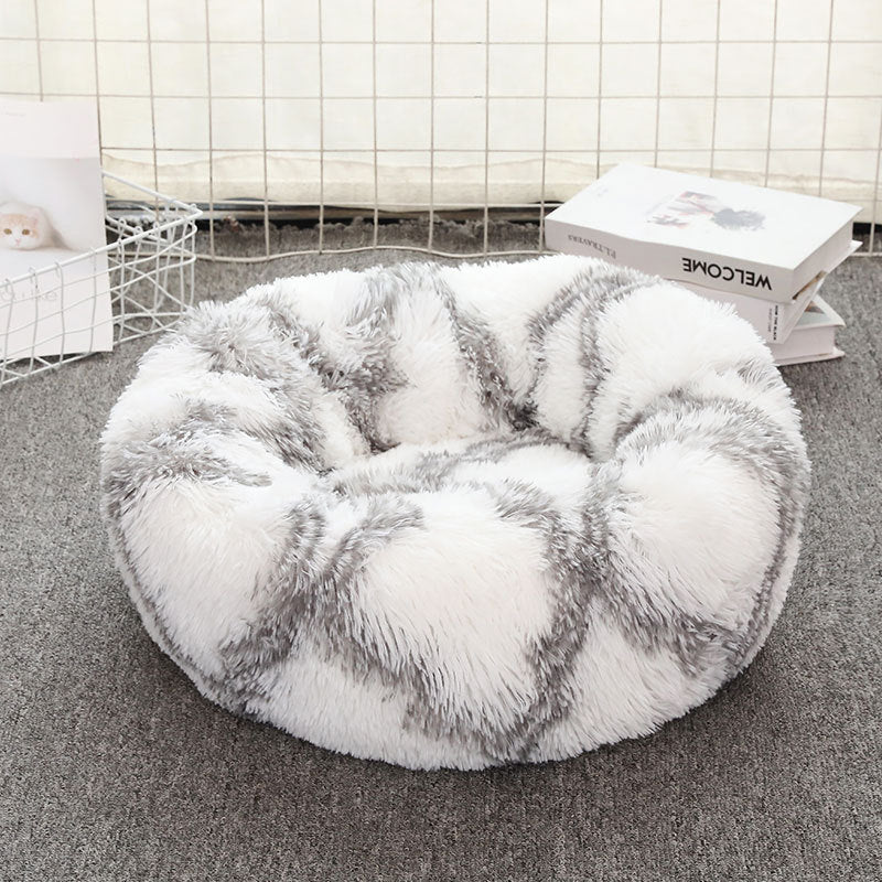 Round Plush Donut Pet Bed, Washable, 40 to 120 cm