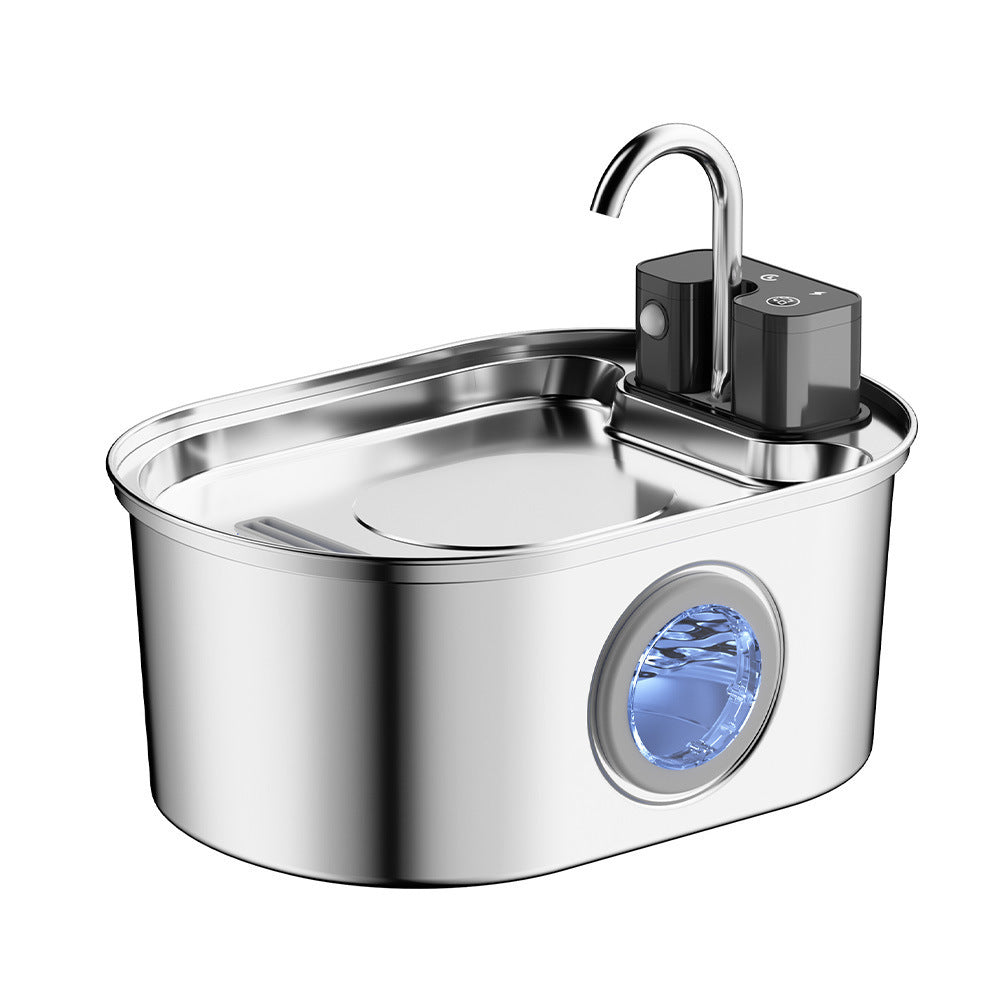 Cordless Sensor Pet Water Fountain, Stainless Steel