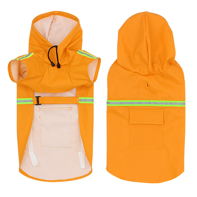 Hooded Dog Raincoat with Reflective Strips, S-5XL