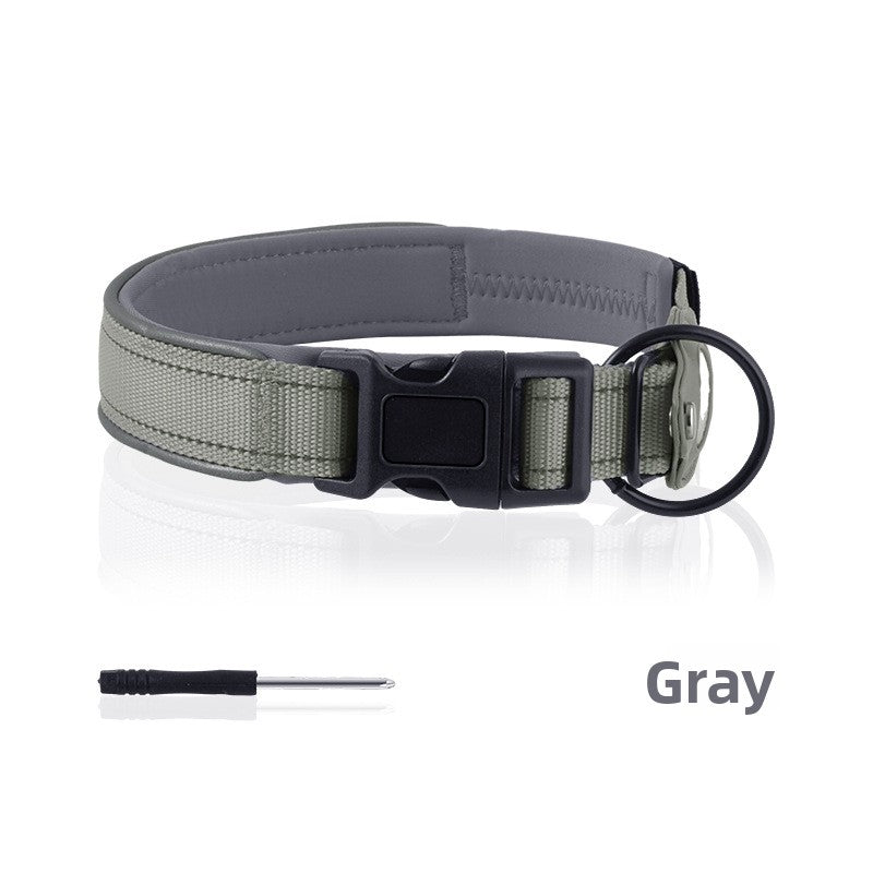 Nylon Dog Collar with Built-In AirTag Holder, S-L