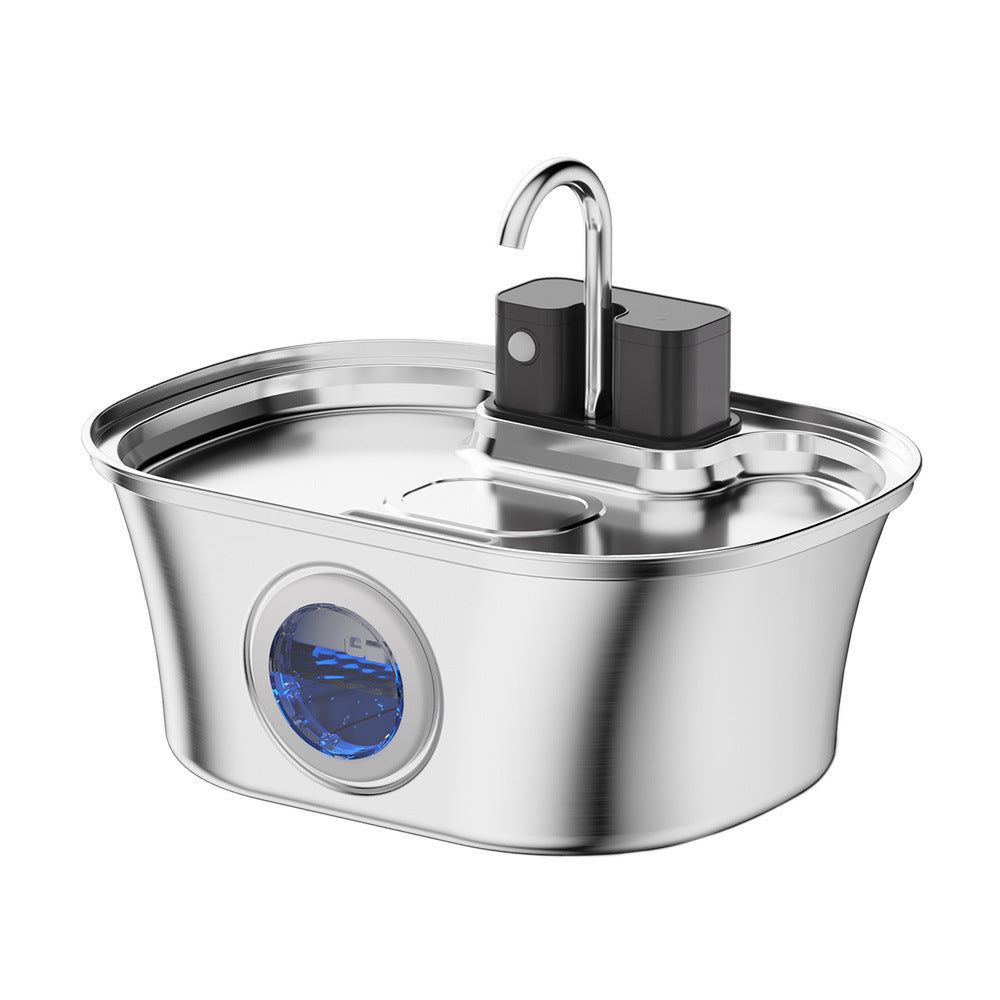 Cordless Sensor Pet Water Fountain, Stainless Steel