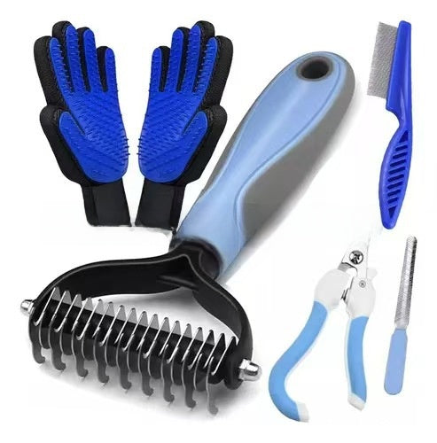 Dual-Sided Pet Deshedding Brush & Grooming Set
