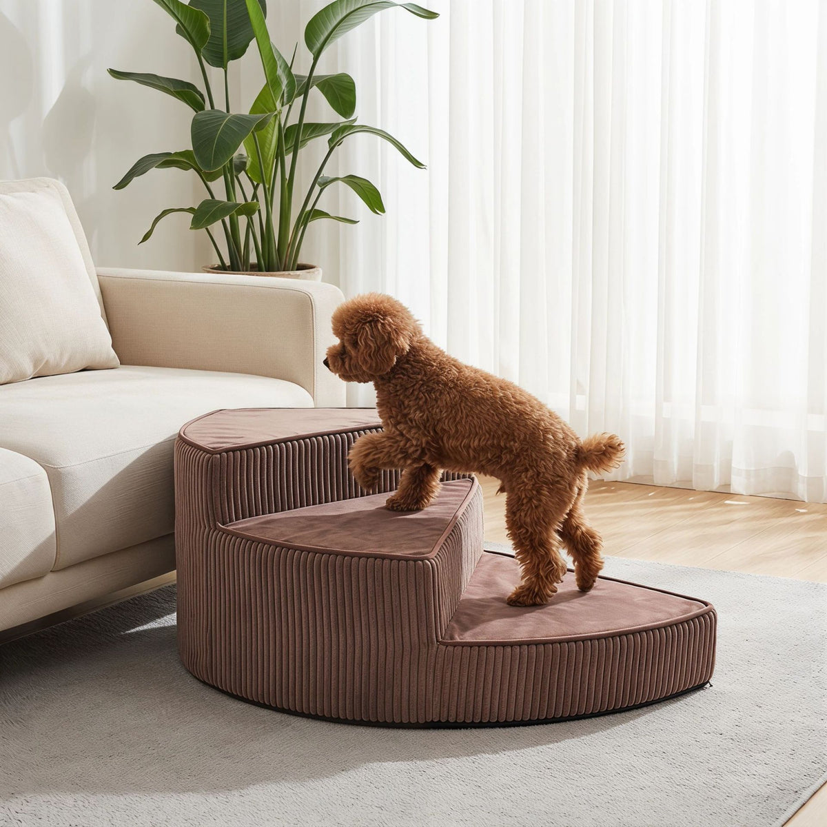 Non-Slip Foam Pet Stairs with Washable Cover, 2-4 Steps