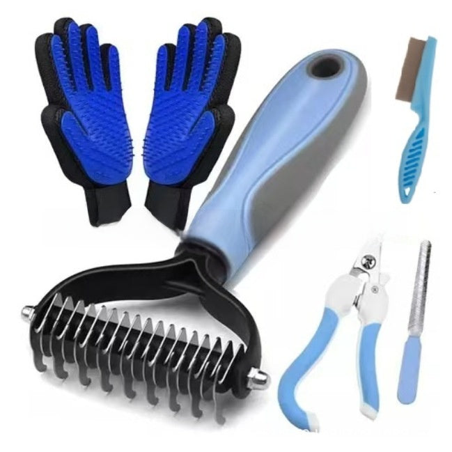 Dual-Sided Pet Deshedding Brush & Grooming Set