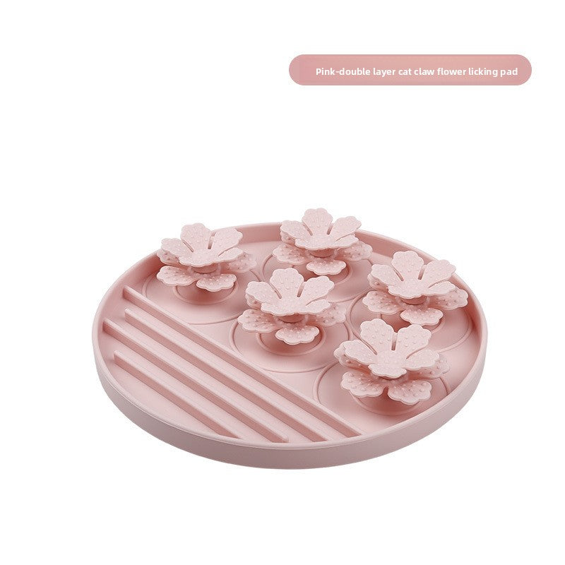 Silicone Suction Slow Feeder Bowl, Paw & Flower Design