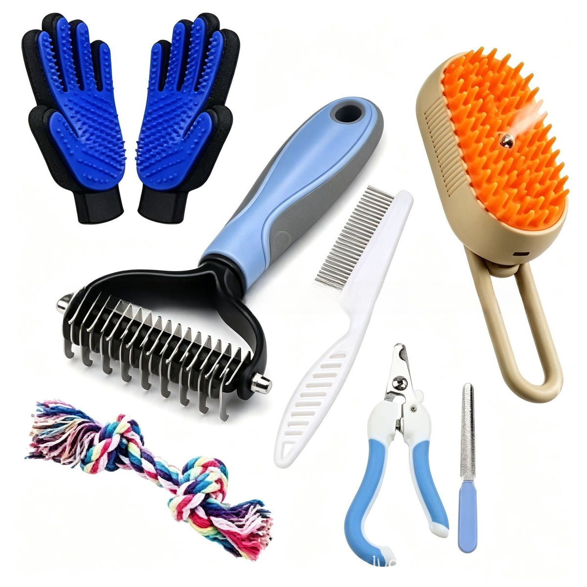 Dual-Sided Pet Deshedding Brush & Grooming Set