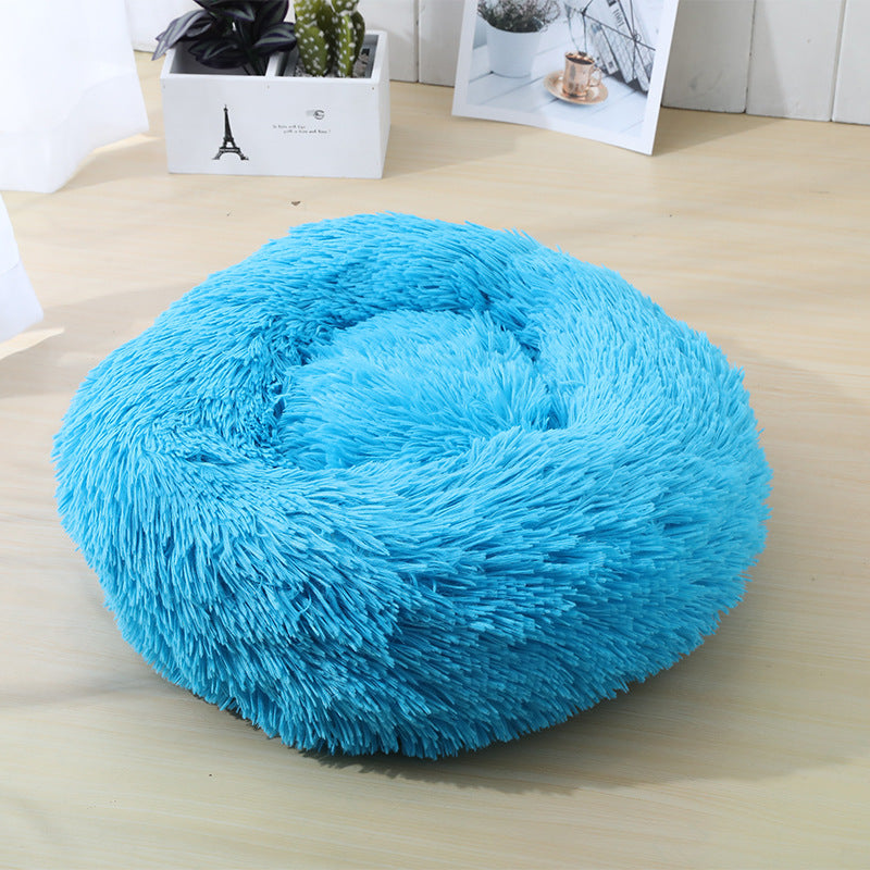Round Plush Donut Pet Bed, Washable, 40 to 120 cm