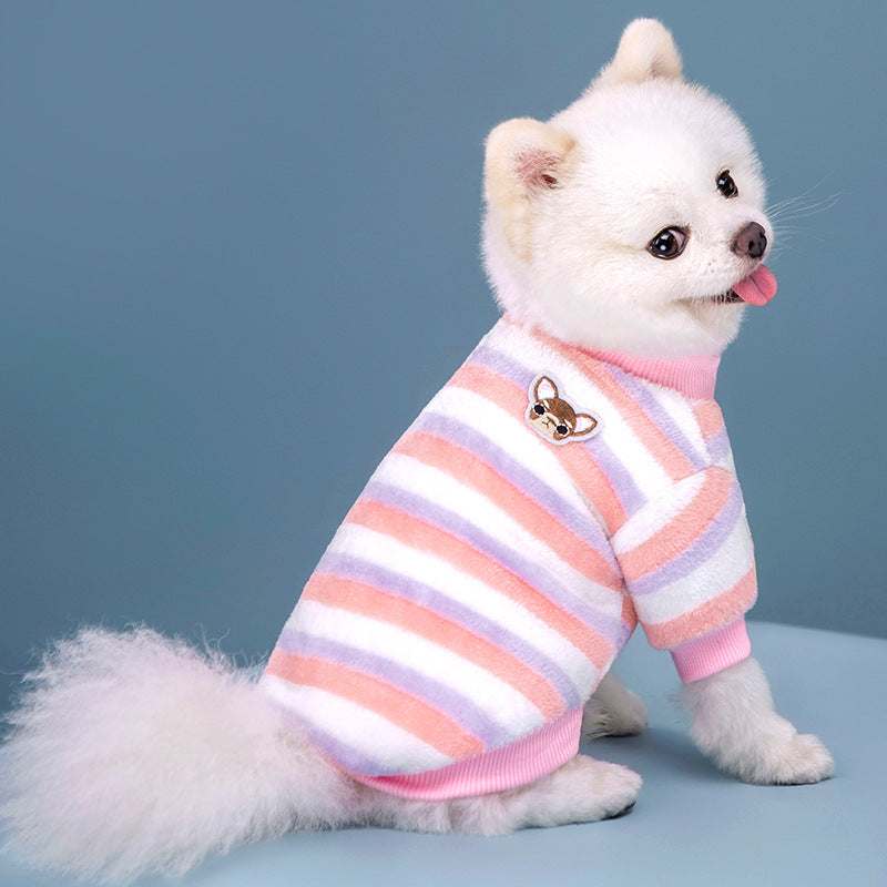 Striped Fleece-Lined Dog Sweater, S-2XL