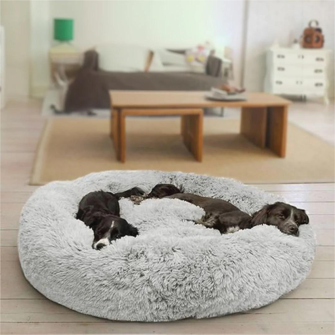 Calming Donut Dog Bed, Washable Plush, 3 Sizes