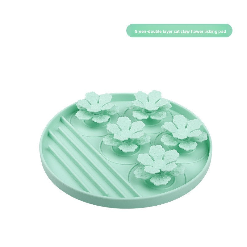 Silicone Suction Slow Feeder Bowl, Paw & Flower Design