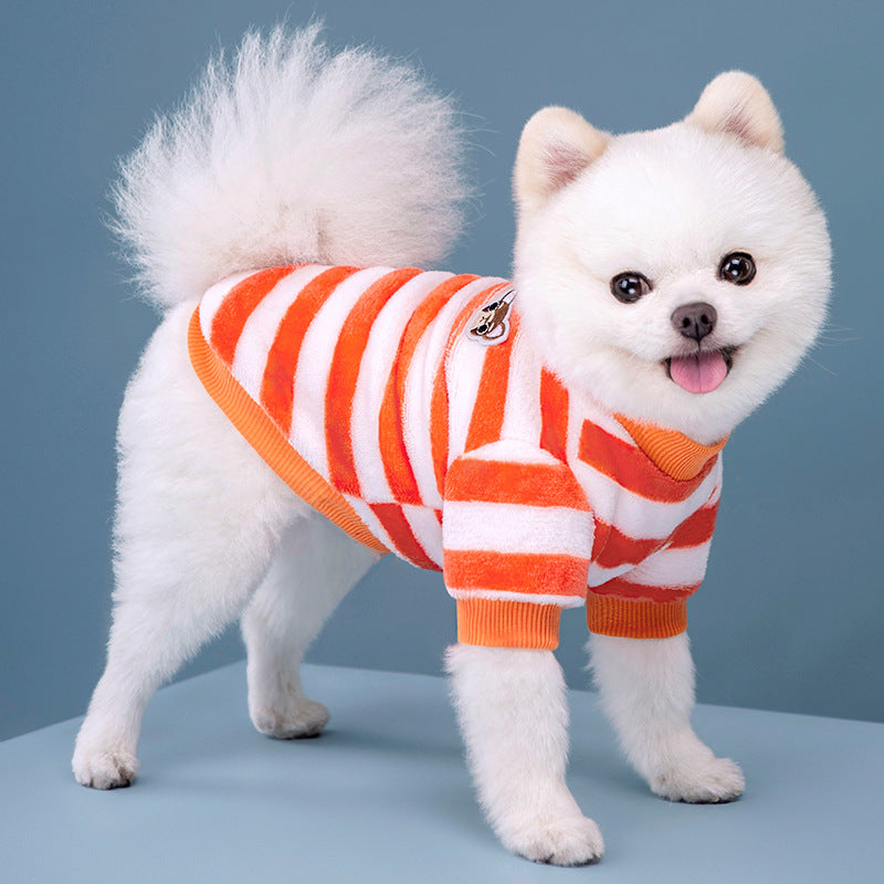 Striped Fleece-Lined Dog Sweater, S-2XL