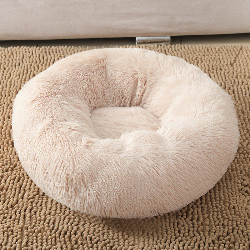 Round Plush Donut Pet Bed, Washable, 40 to 120 cm