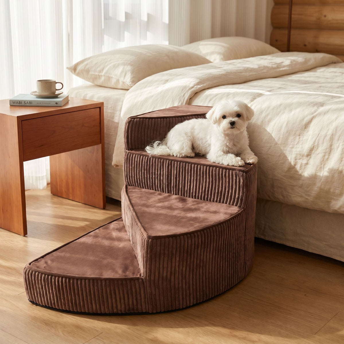 Non-Slip Foam Pet Stairs with Washable Cover, 2-4 Steps