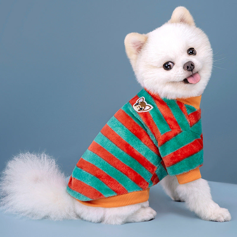 Striped Fleece-Lined Dog Sweater, S-2XL