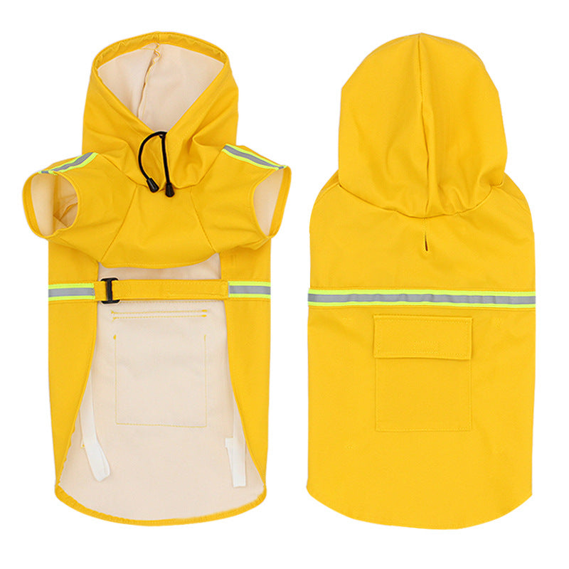 Hooded Dog Raincoat with Reflective Strips, S-5XL