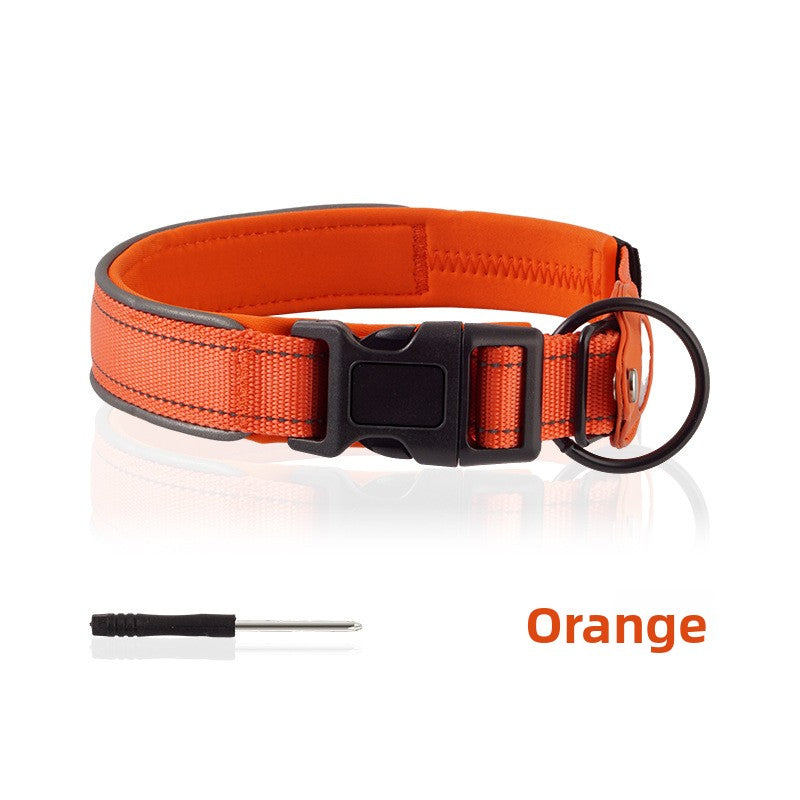 Nylon Dog Collar with Built-In AirTag Holder, S-L