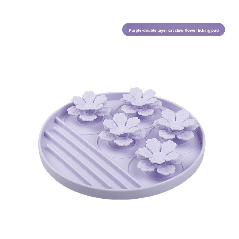Silicone Suction Slow Feeder Bowl, Paw & Flower Design