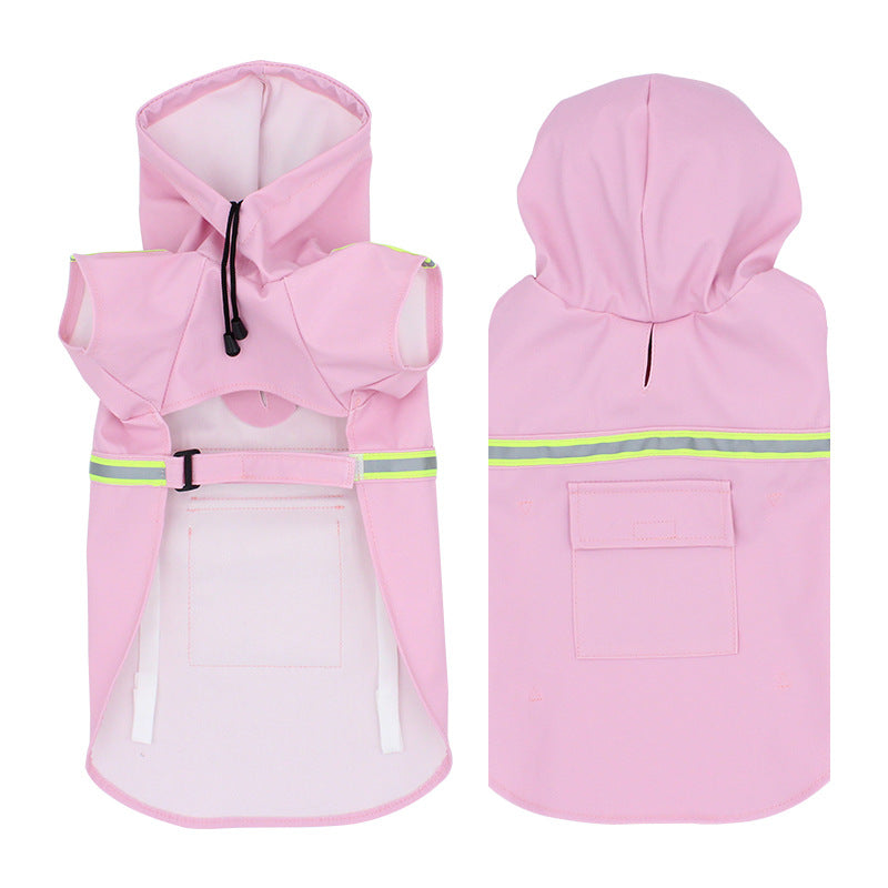 Hooded Dog Raincoat with Reflective Strips, S-5XL