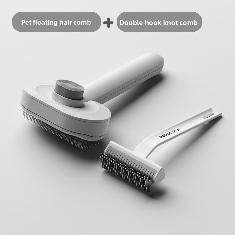 Self-Cleaning Deshedding Brush for Cats & Dogs, Gray