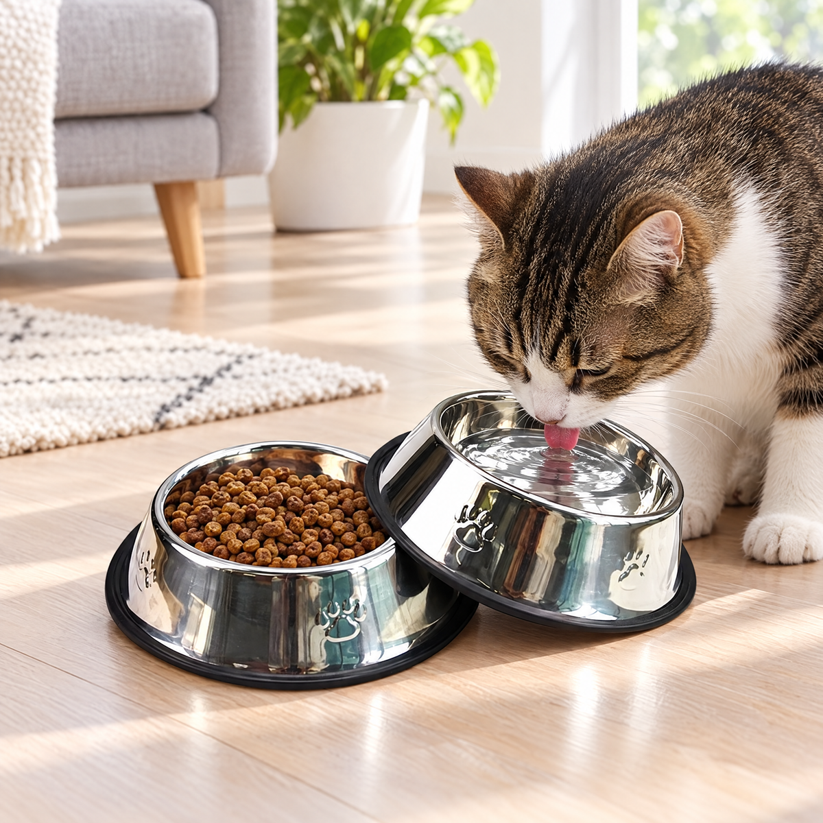 Stainless steel pet bowl – lifestyle photo 2