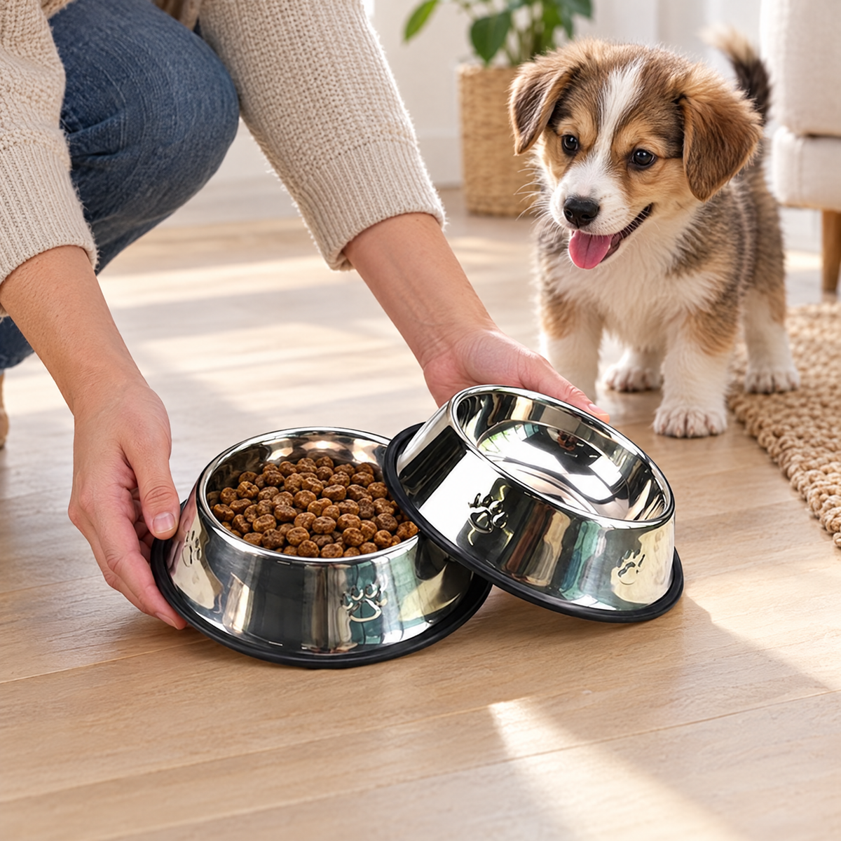 Stainless steel pet bowl – lifestyle photo 3