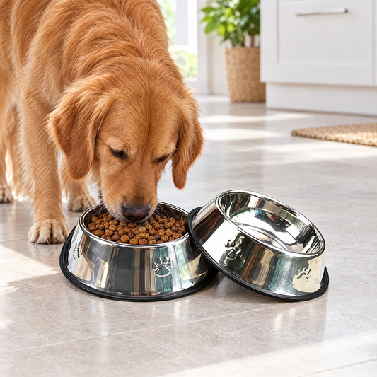 Stainless steel pet bowl – lifestyle photo 1