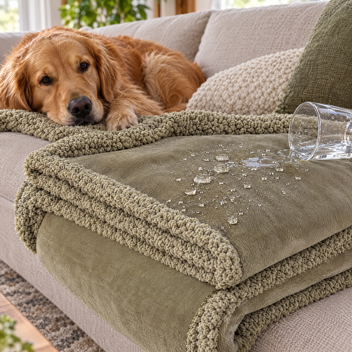 Waterproof sherpa dog blanket – lifestyle photo 3