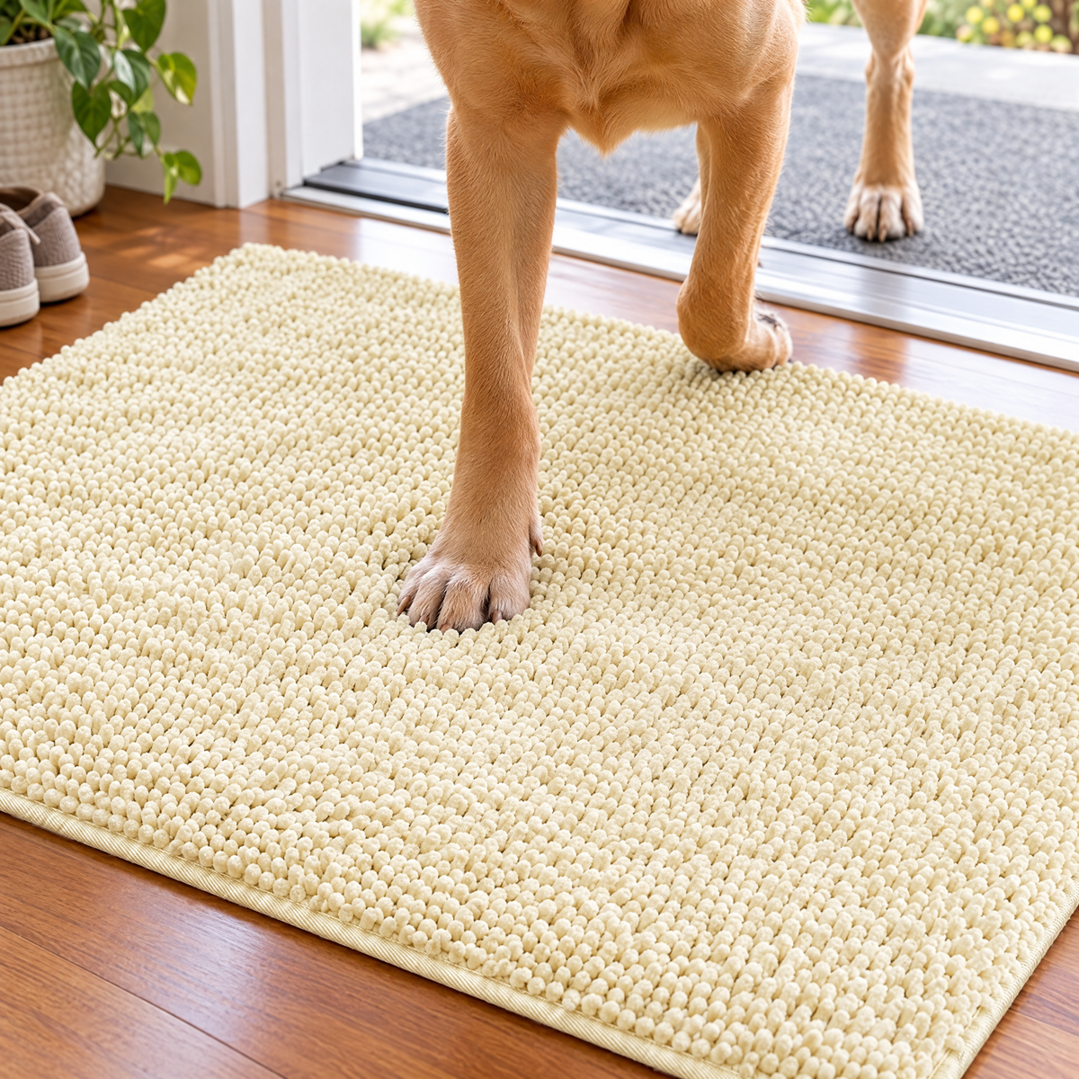 Absorbent dog door mat beige – lifestyle photo 3
