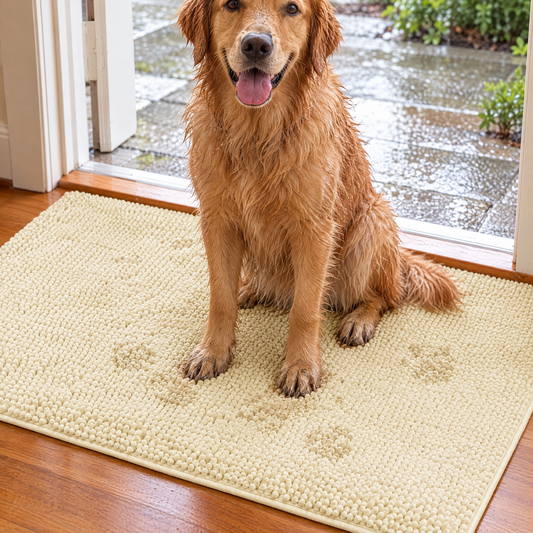 Absorbent dog door mat beige – lifestyle photo 2