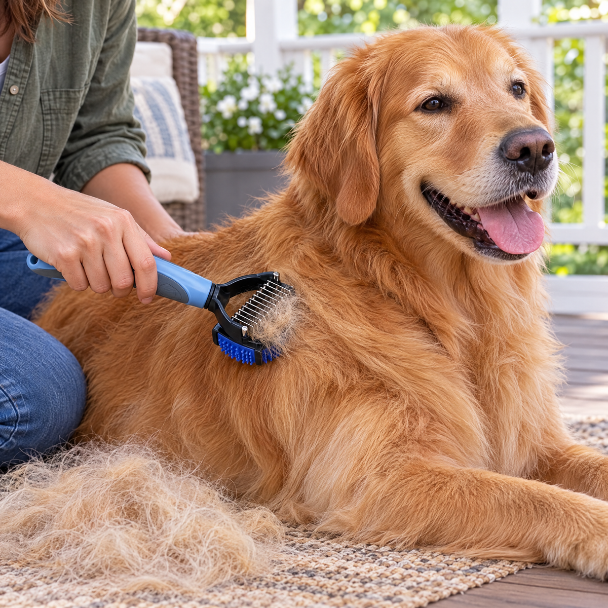 Dual sided deshedding brush – lifestyle photo 1