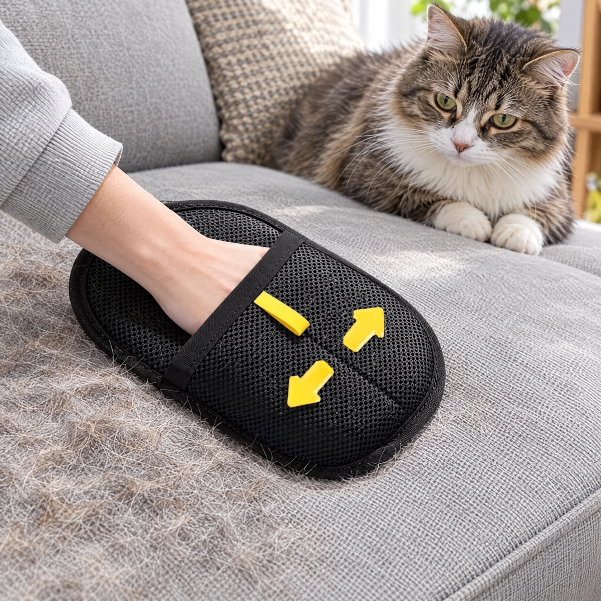 Static pet hair removal glove – lifestyle photo 1