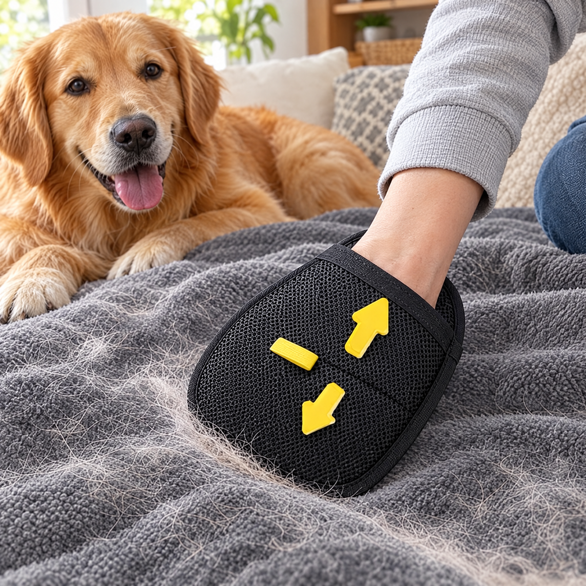 Static pet hair removal glove – lifestyle photo 3