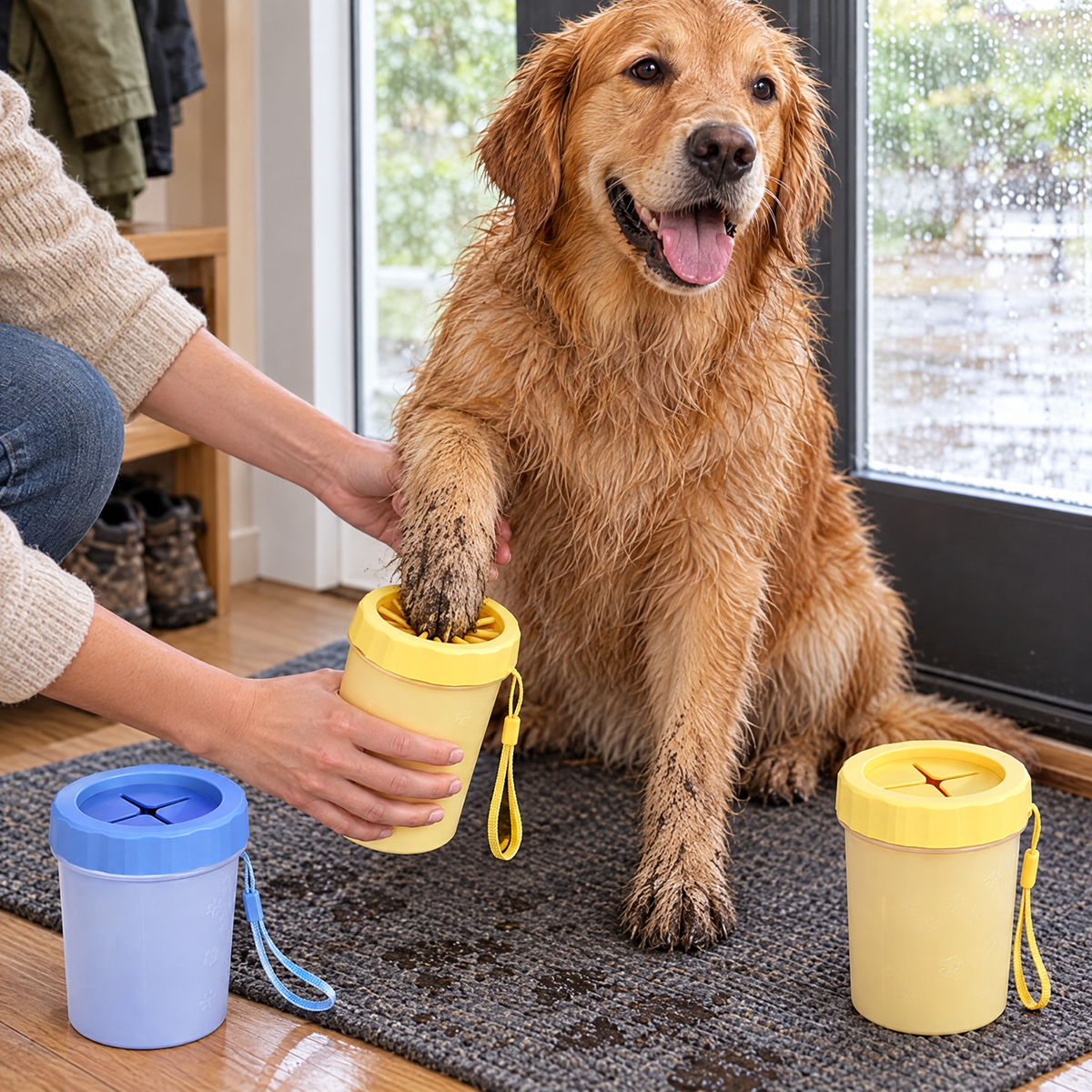 Pet dog paw cleaner cup – lifestyle photo 3