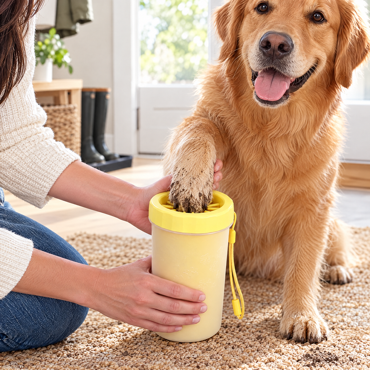Pet dog paw cleaner cup – lifestyle photo 1