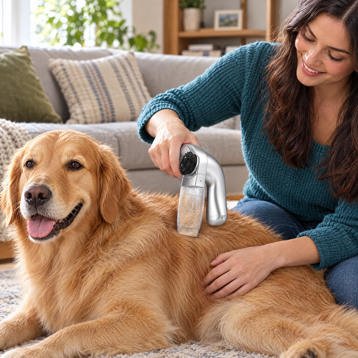Pet hair vacuum groomer – lifestyle photo 1