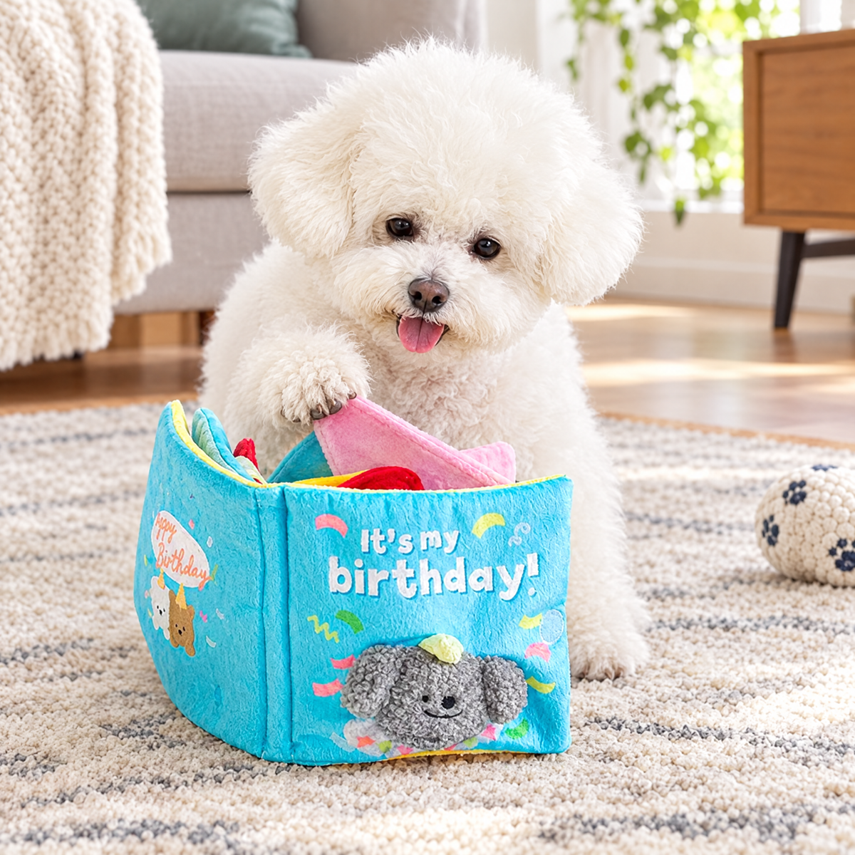 Dog treat puzzle book toy – lifestyle photo 1
