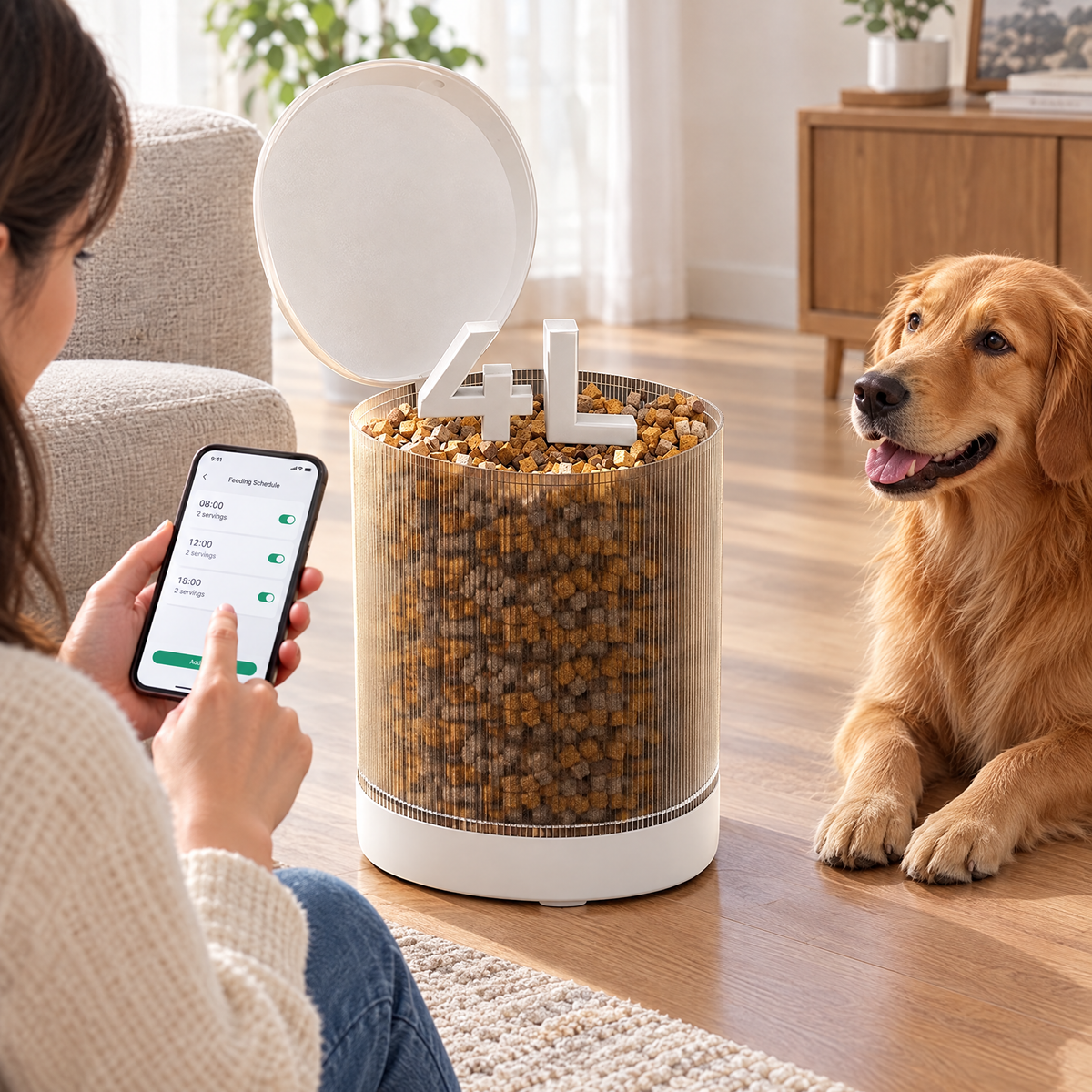 Smart automatic pet feeder – lifestyle photo 2