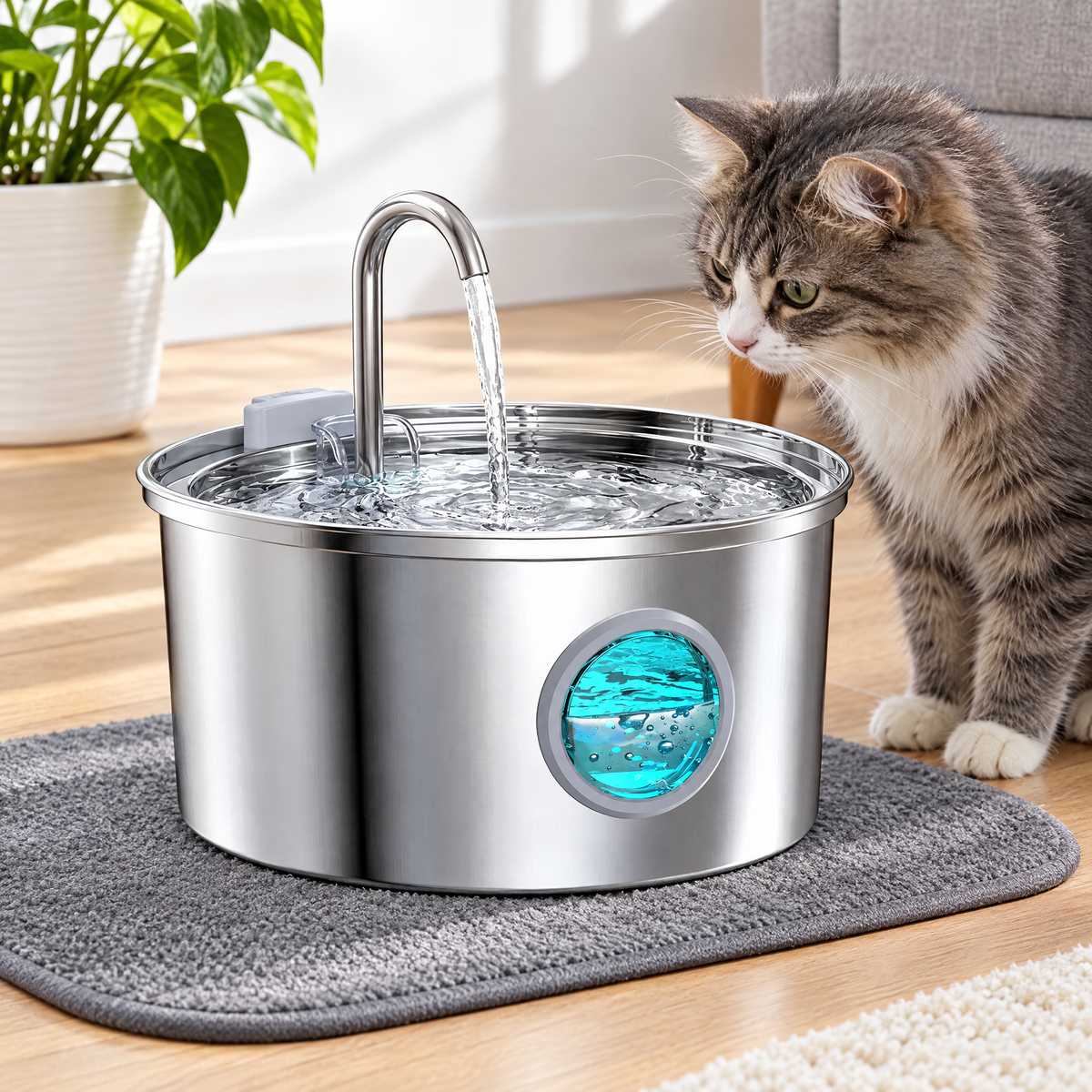 Stainless steel pet water fountain – lifestyle photo 3