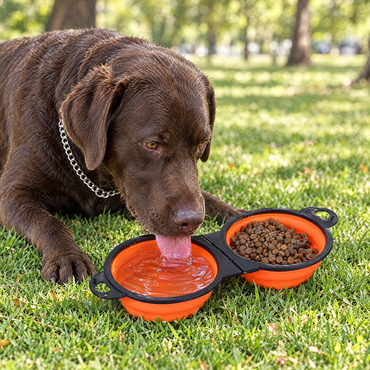 Folding portable dog bowl – lifestyle photo 1