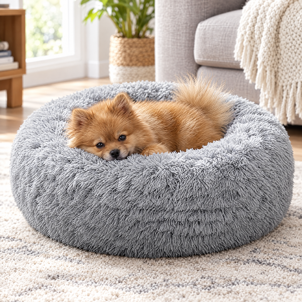 Plush donut pet bed – lifestyle photo 3