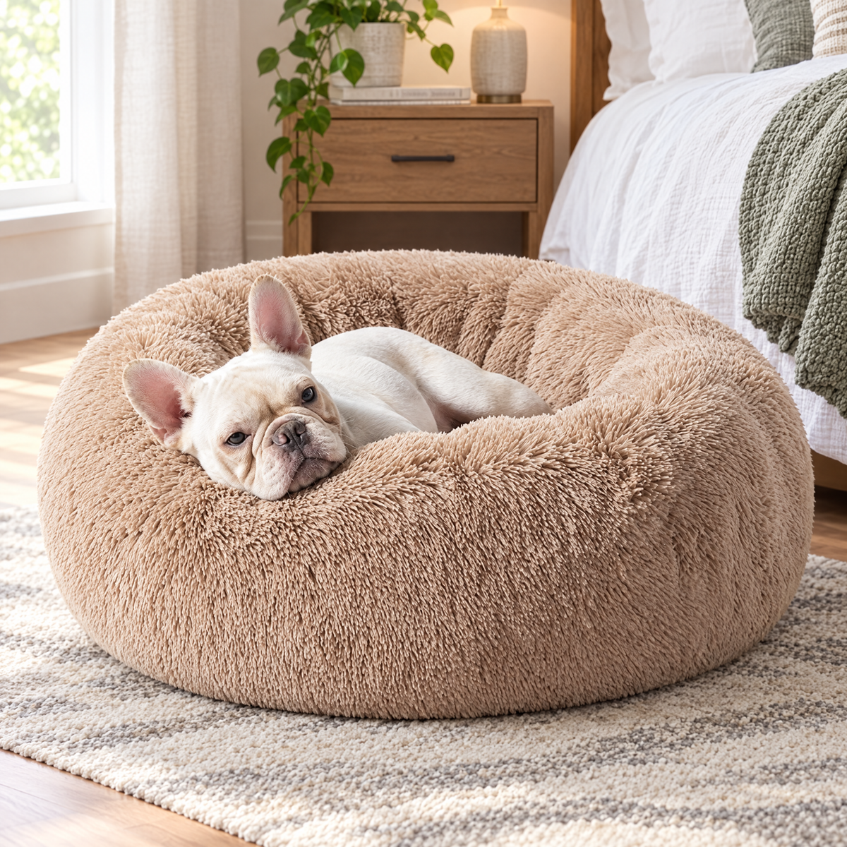 Calming donut dog bed – lifestyle photo 3