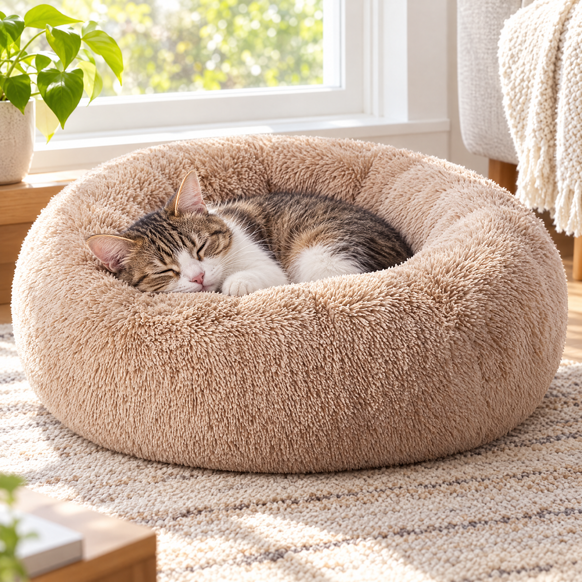 Calming donut dog bed – lifestyle photo 2