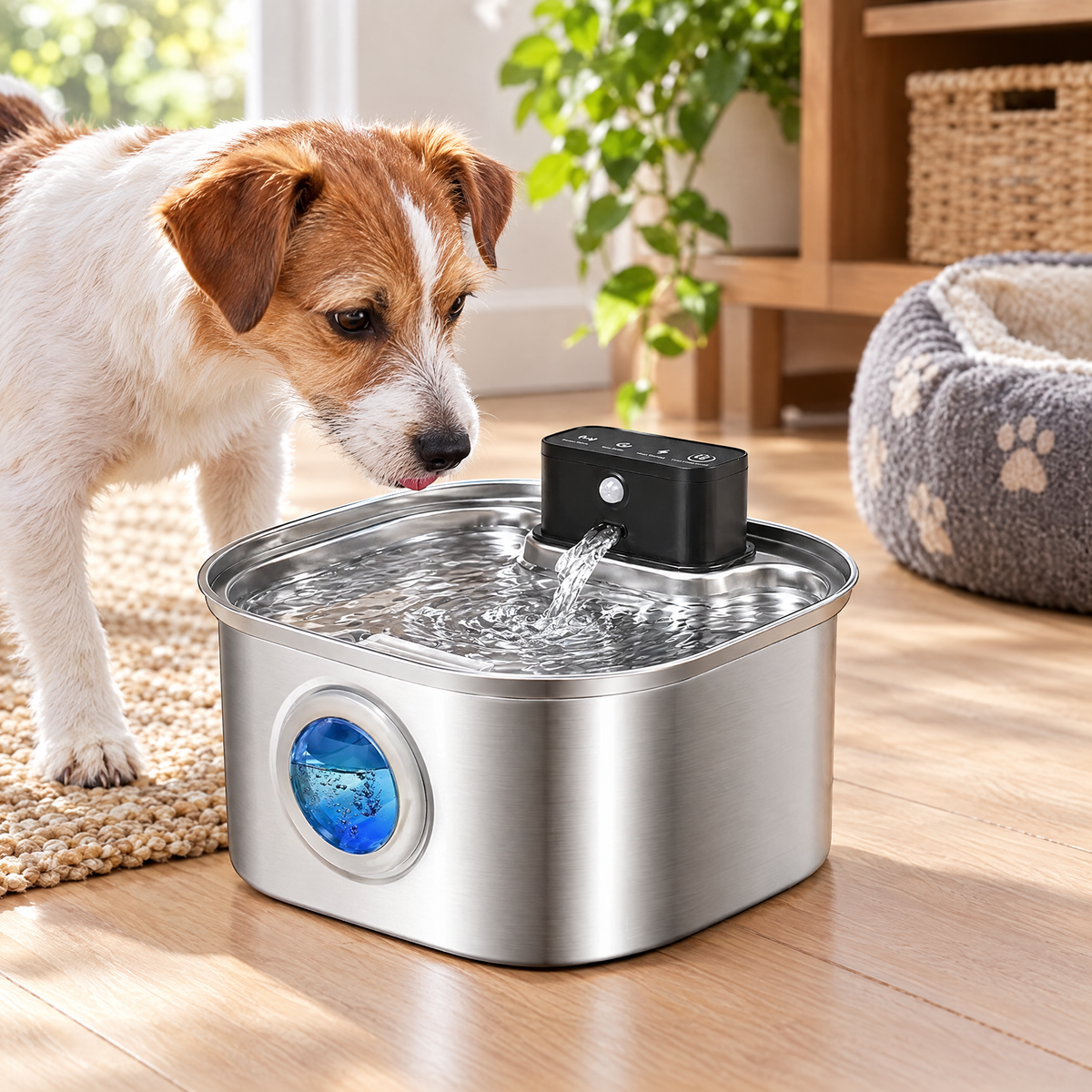 Sensor stainless pet water fountain – lifestyle photo 2