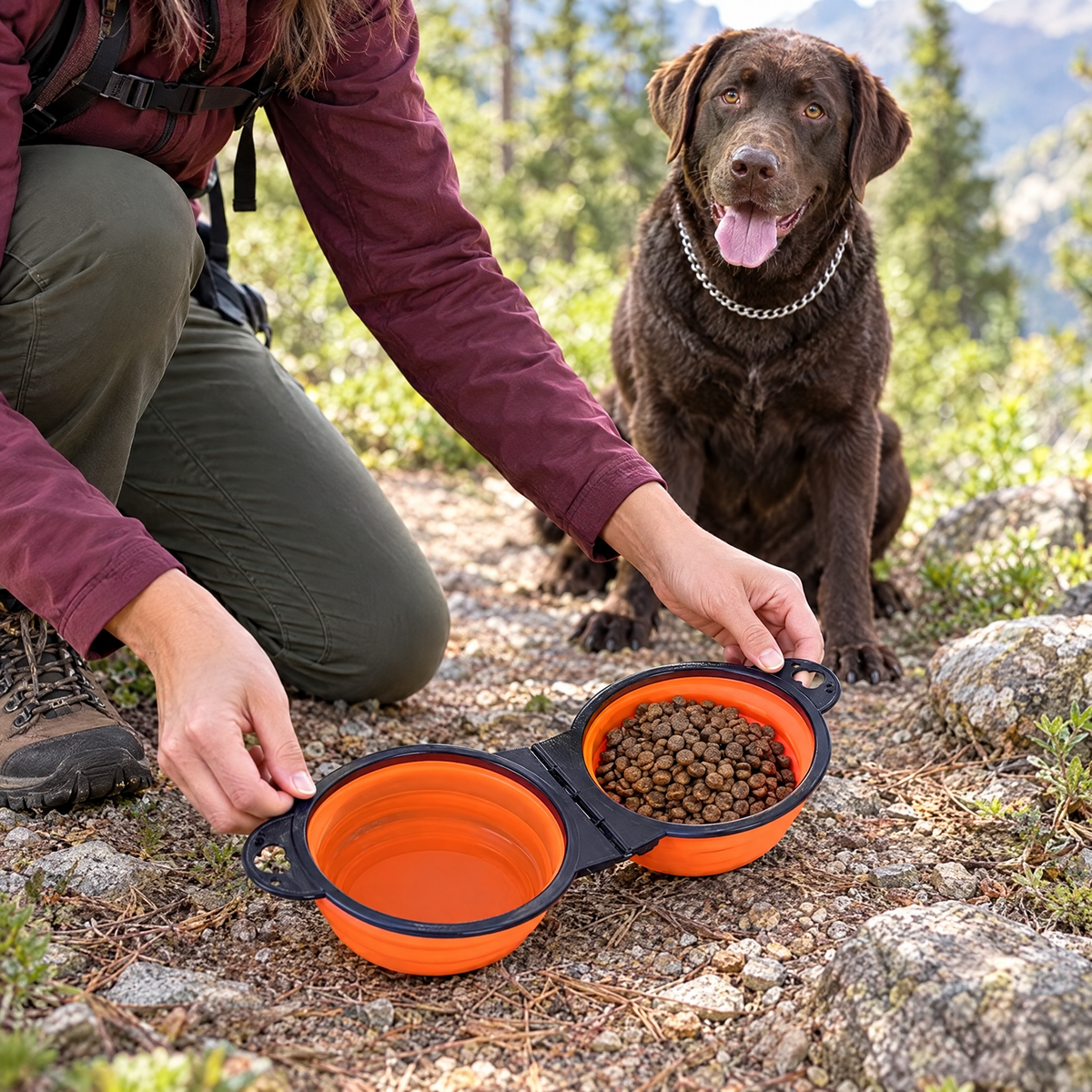 Folding portable dog bowl – lifestyle photo 2