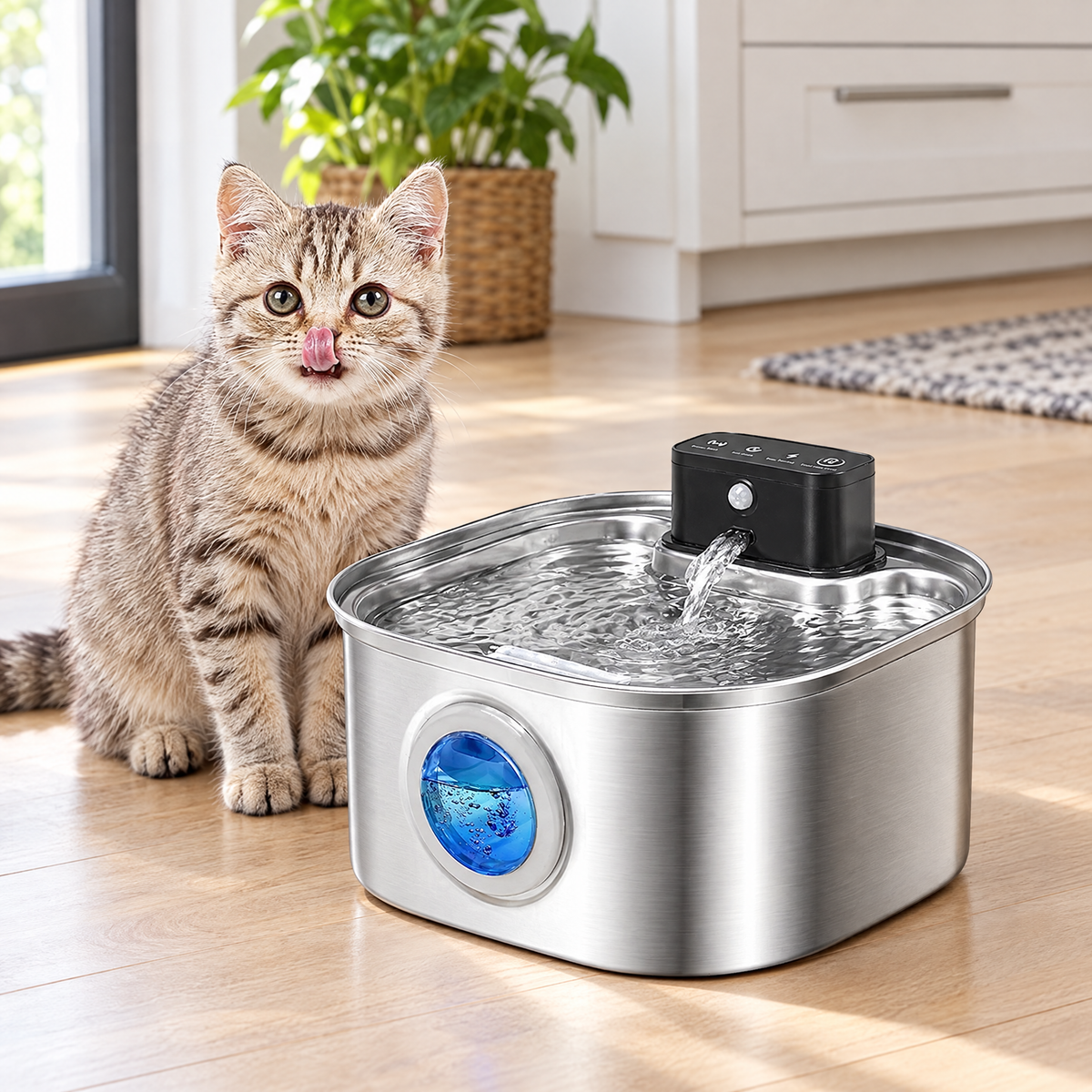 Sensor stainless pet water fountain – lifestyle photo 3