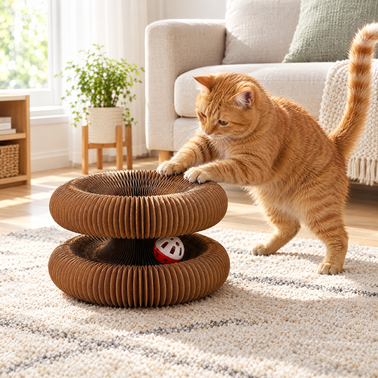 Foldable cardboard cat scratcher – lifestyle photo 1